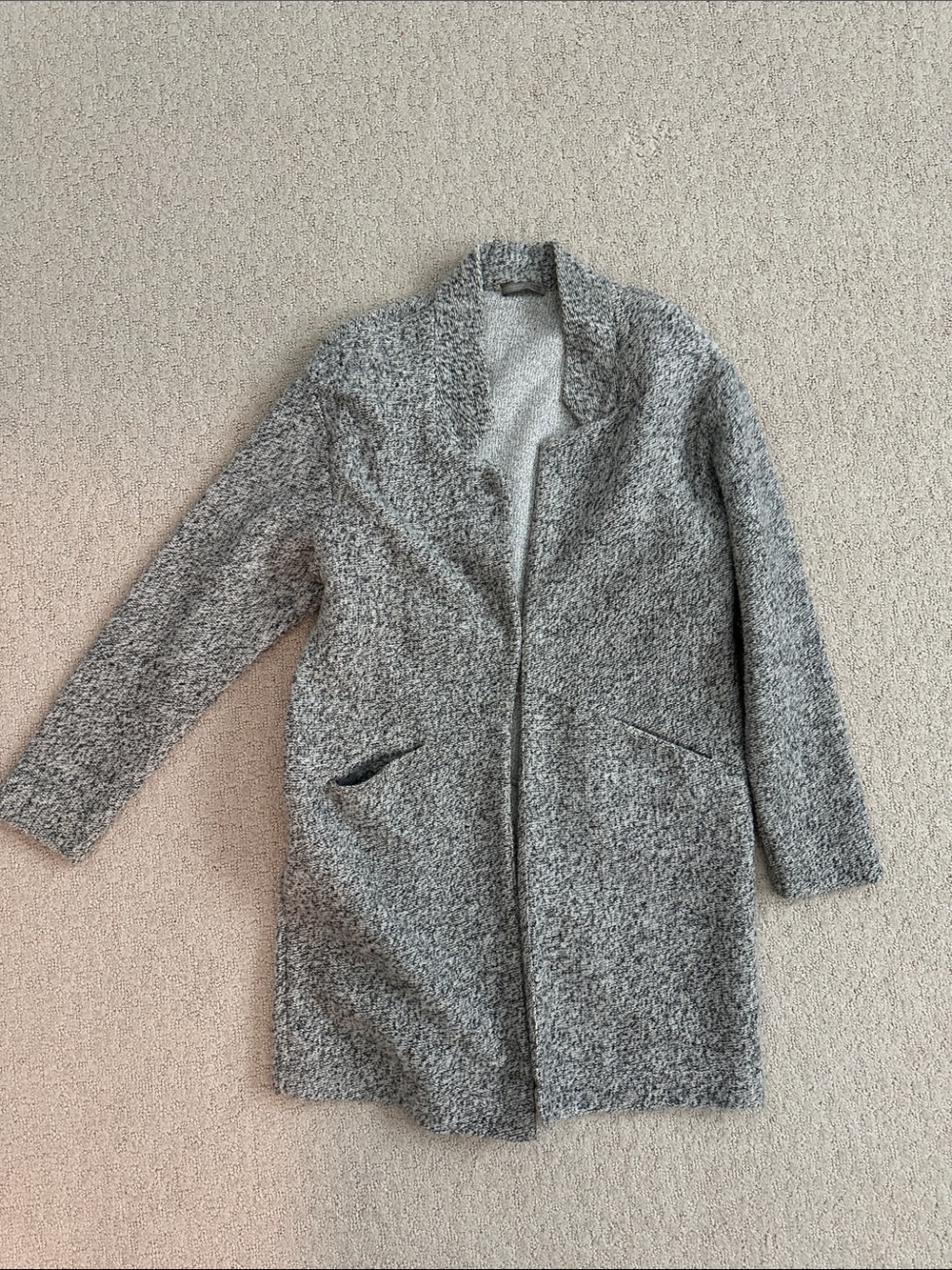 Zara Grey Bouclé Open-Front Coatigan - Women